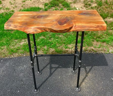Custom Made Wood And Black Iron Pipe Sofa/End Table - Rustic Industrial Live Edge