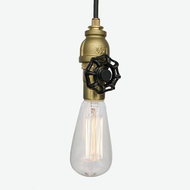 Custom Made Vintage Upcycled Valve Pipe Pendant Light – Brass