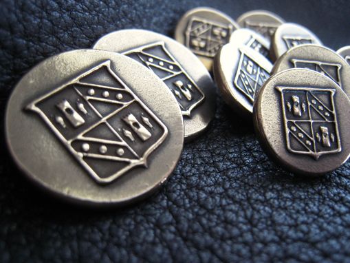 Custom Made Set Of Custom Buttons In Solid Bronze With Your Family Crest, Initial, Monogram, Or Business Logo