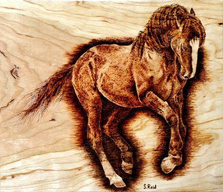 Custom Made Prancing Stallion Wood Burning