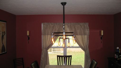 Custom Made Industrial - Iron Pipe 9-Bulb Chandelier