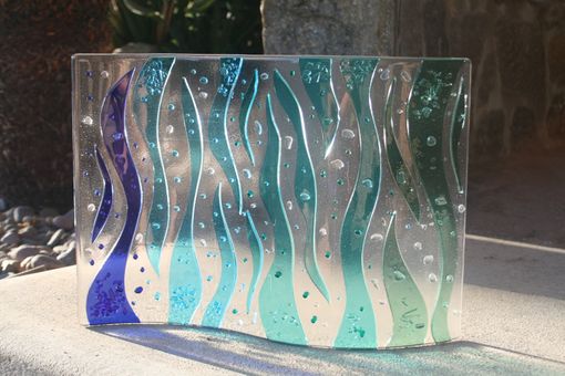 Custom Made Fused Glass Sculpture "Rolling Waves"
