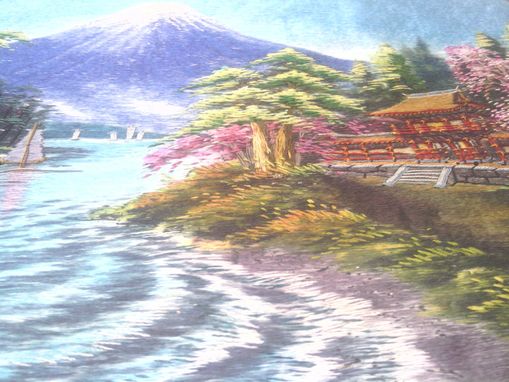 Custom Made Vintage Silk Embroidery With Landscape Scene