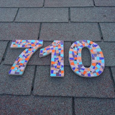 Custom Made Large Custom Mosaic House Numbers, Modern Outdoor Numbers In Stained Glass