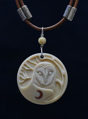 Custom Made Owl Spirit Pendant ~ Hand Carved Ancient Mammoth Ivory