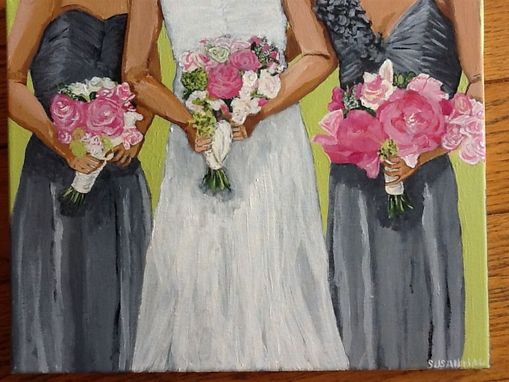 Custom Made Bridal Party With Bouquets Acrylic Painting