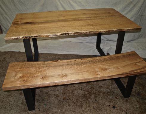 Custom Made Live Edge Maple Table & Bench