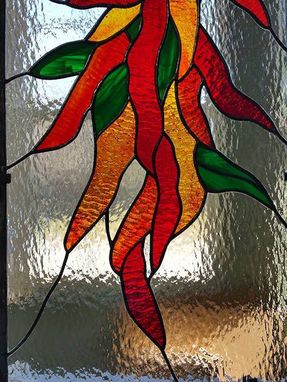 Custom Made Red Hot Chili Peppers - Stained Glass Panel