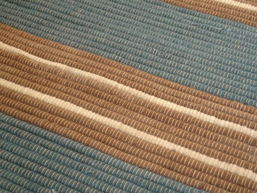 Custom Made Earthy Brown Or Blue Brown Wool Rug 2 Ft X 4 Ft Hand-Woven