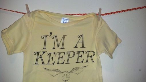 Custom Made Sale Harry Potter Inspired I'M A Keeper And Golden Snitch Onesie, Yellow 12 Months, Ready To Ship