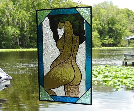 Custom Made Stained Glass Panel Totally Nude Woman Stained Glass Window