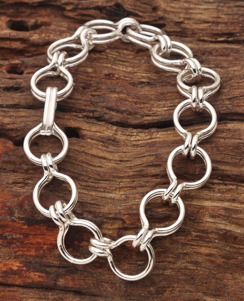 Custom Made Large Open Weave Loop In Loop Fine Silver Bracelet by Ober ...