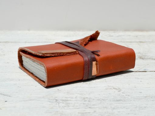 Custom Made Red Leather Bound Handmade Journal Watercolor Art Notebook Copper Travel Evening Diary