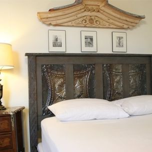Alex Geriner Doorman Designs New Orleans La Gray Toned Queen Bed Made Reclaimed New Orleans Houses And Ceiling Tin By