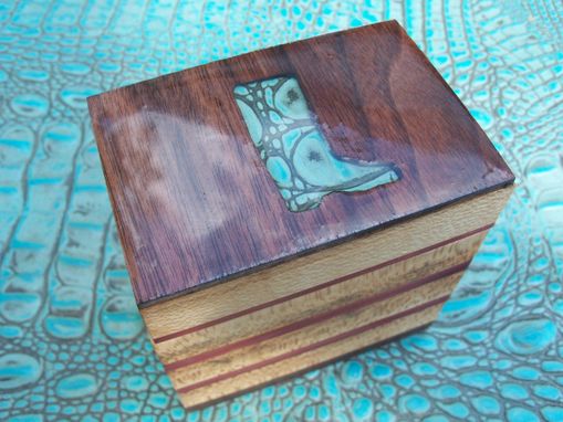 Custom Made Western-Inspired Walnut And Cedarbox With Leather Boot Inlay