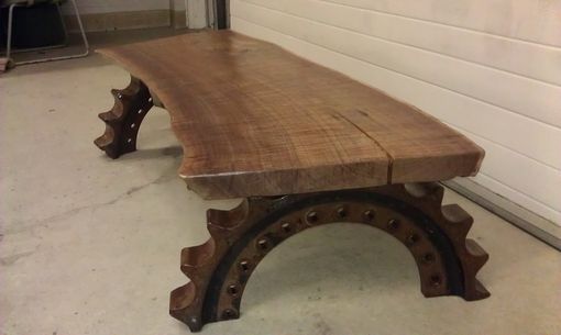 Custom Made Slab Industrial Bench With Unique Base