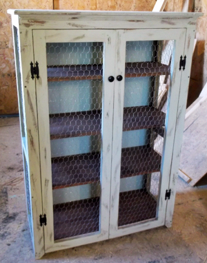Custom Made Rustic Cabinet With Open Sides,Bathroom Cabinet, Display Cabinet, Record Cabinet, Painted Furniture