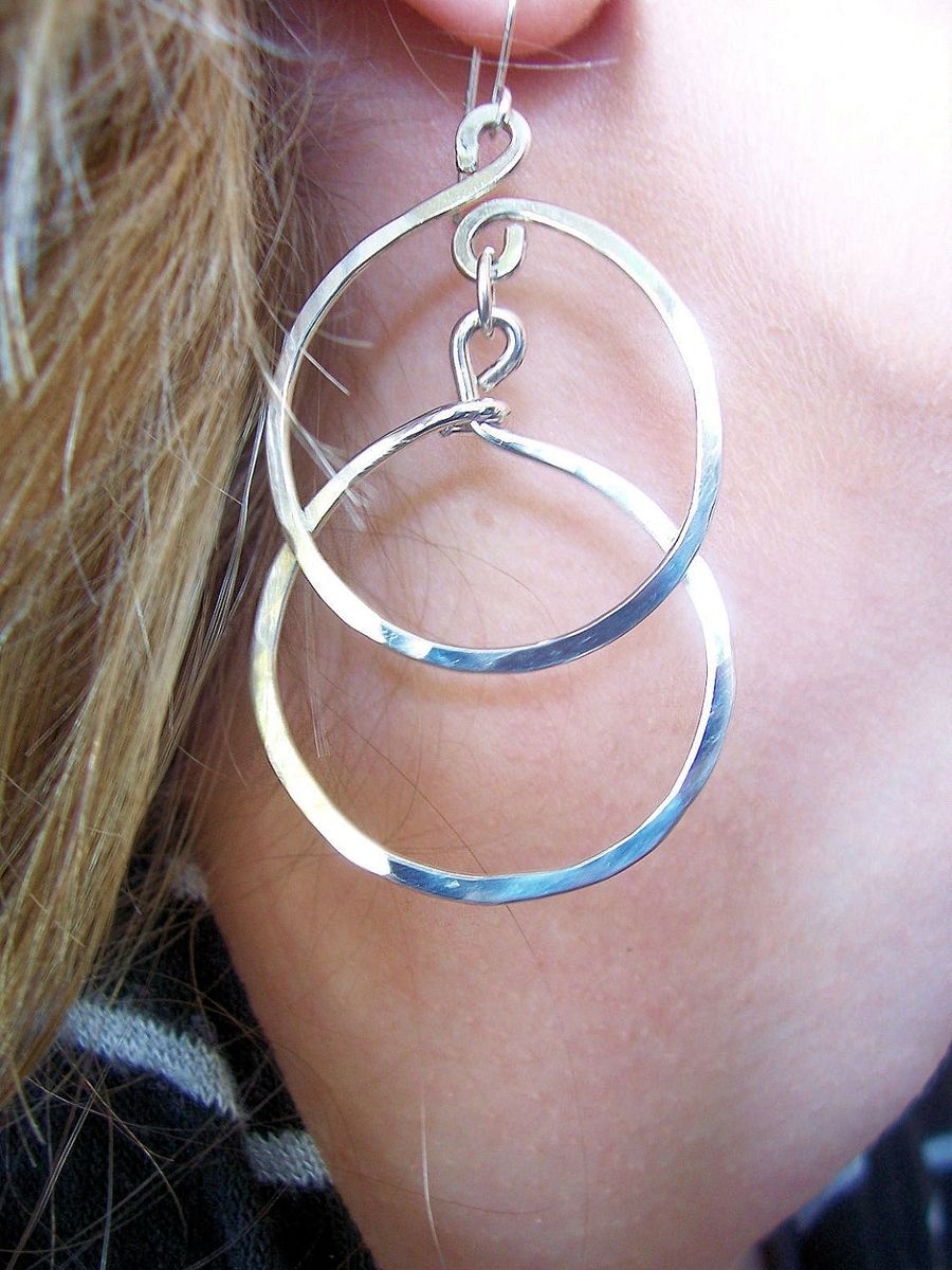 handmade sterling silver large hoop earrings by freckle patch design 