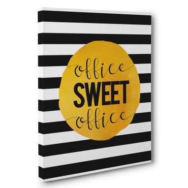 Custom Made Striped Gold Office Sweet Office Canvas Wall Art