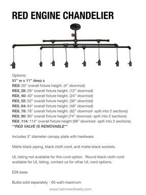 Custom Made Barn Metal Industrial Custom Pipe And Cloth Cord Chandelier - 8 Light