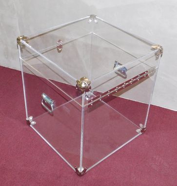 Custom Made Acrylic End Table With Opening Top And Trunk Hardware - Hand Crafted, Custom Made