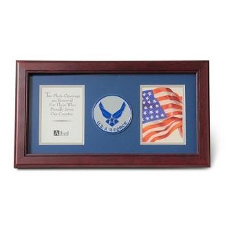 Custom Made Air Force Medallion Double Picture Frame 4x6