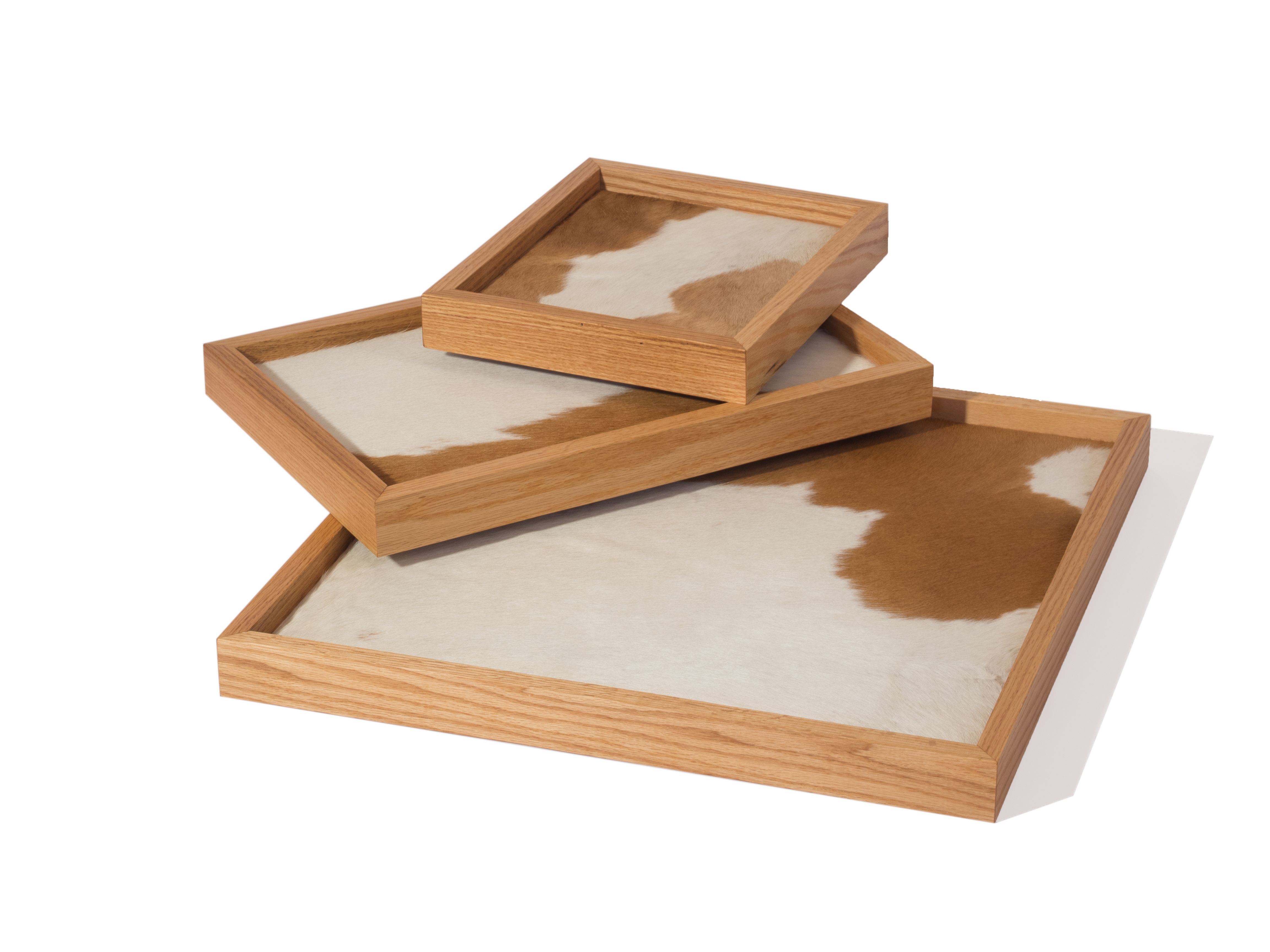 Buy Custom Made Tray Solid Wood And Cowhide, made to order from eSSa
