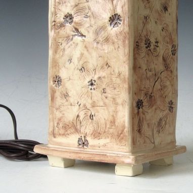 Custom Made Handmade Ceramic Table Lamp With Dogwood Flowers