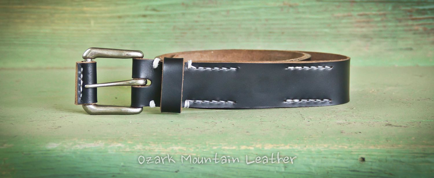 Buy Hand Made Rugged Leather Belt, made to order from Ozark Mountain