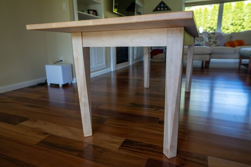 Custom Made Maple Center Extension Table With Wooden Legs (One 12" Extension) 30" X 60"