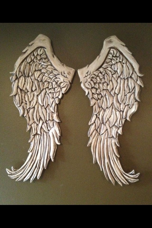 Hand Crafted Angel Wings Wall Decor Wood Carving by Nevermore Creations