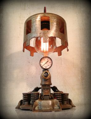 Custom Made Found Object Steampunk Sculpture Lamp