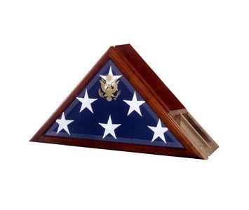 Custom Made Funeral Flag Case, Flag And Urn Built In