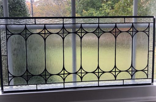 Custom Made #19-02x Stained Glass Transom Window Constructed In Clear Textured Glass By Queen Street Studio.
