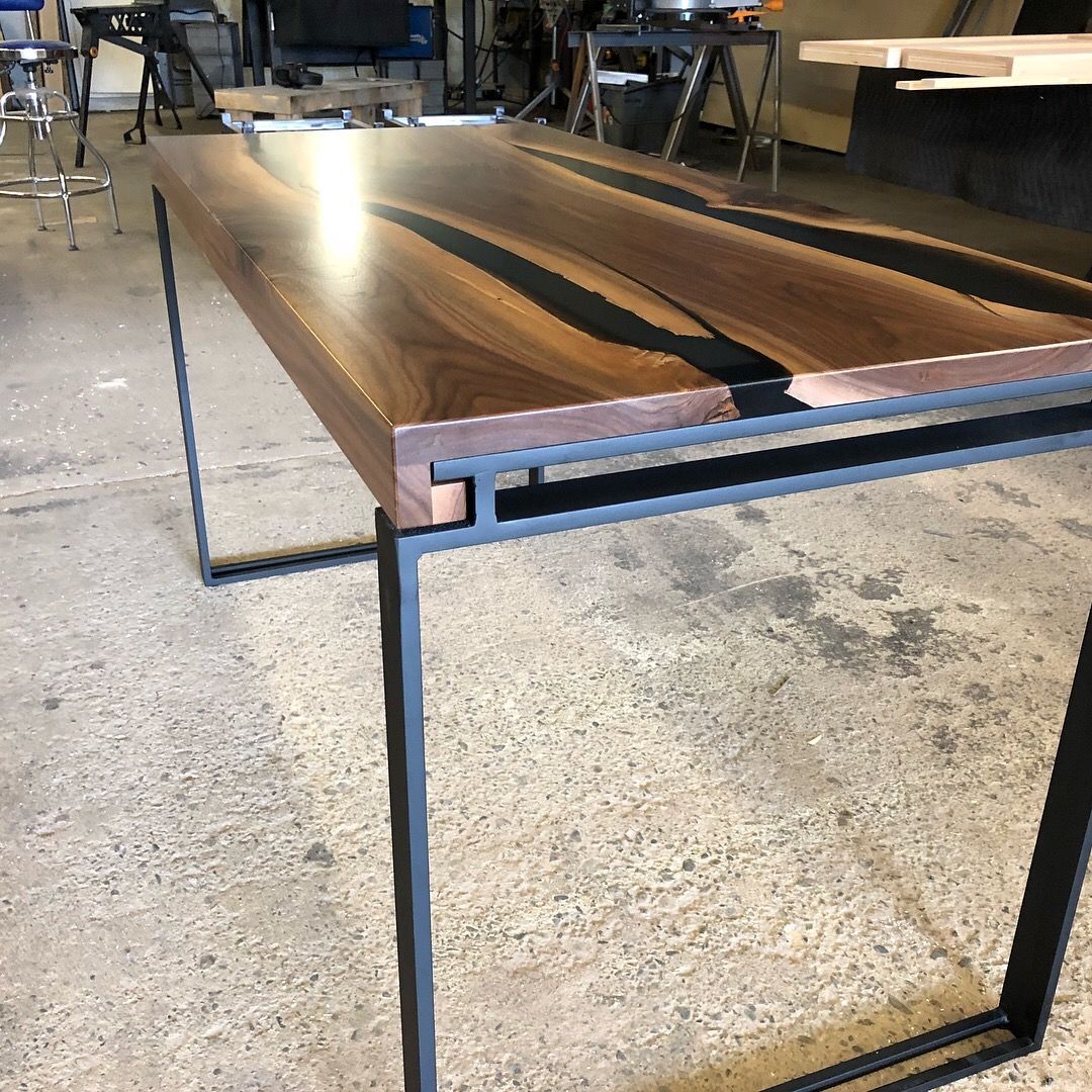 Custom Made Walnut & Grey Resin Desk by Higgins Fabrication ...