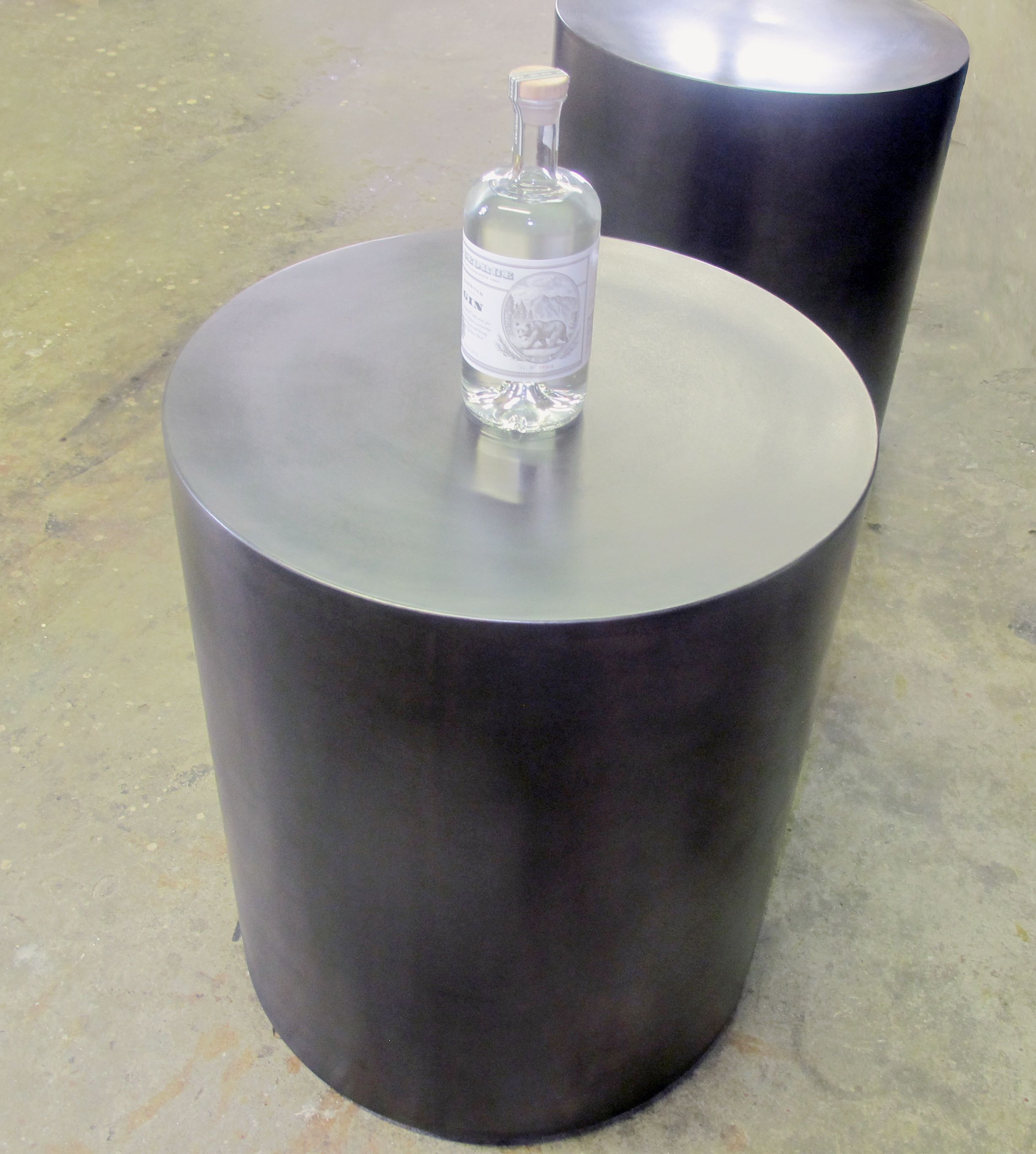 Custom Stainless Steel Drum Table by Oak & Fog
