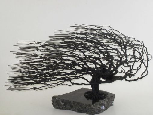 Custom Made Windswept Wire Bonsai Tree Sculpture