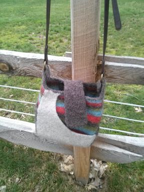 Custom Made Tiny Messanger Hand Made Knitted Hand Felted 100% Natural Fiber Bag
