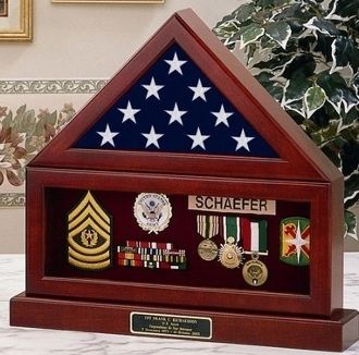 Custom Made Flag Display Case , Flag Medal And Base