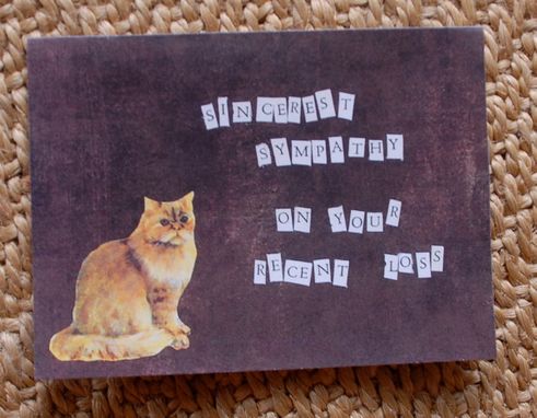 Custom Made Cat Sympathy Card In Brown