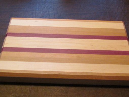 Custom Made Cherry, Maple And Purple Heart Cutting Board