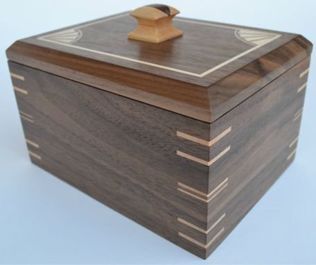 Custom Made Bespoke, Custom Made Walnut And Maple Inlayed Jewelry Box