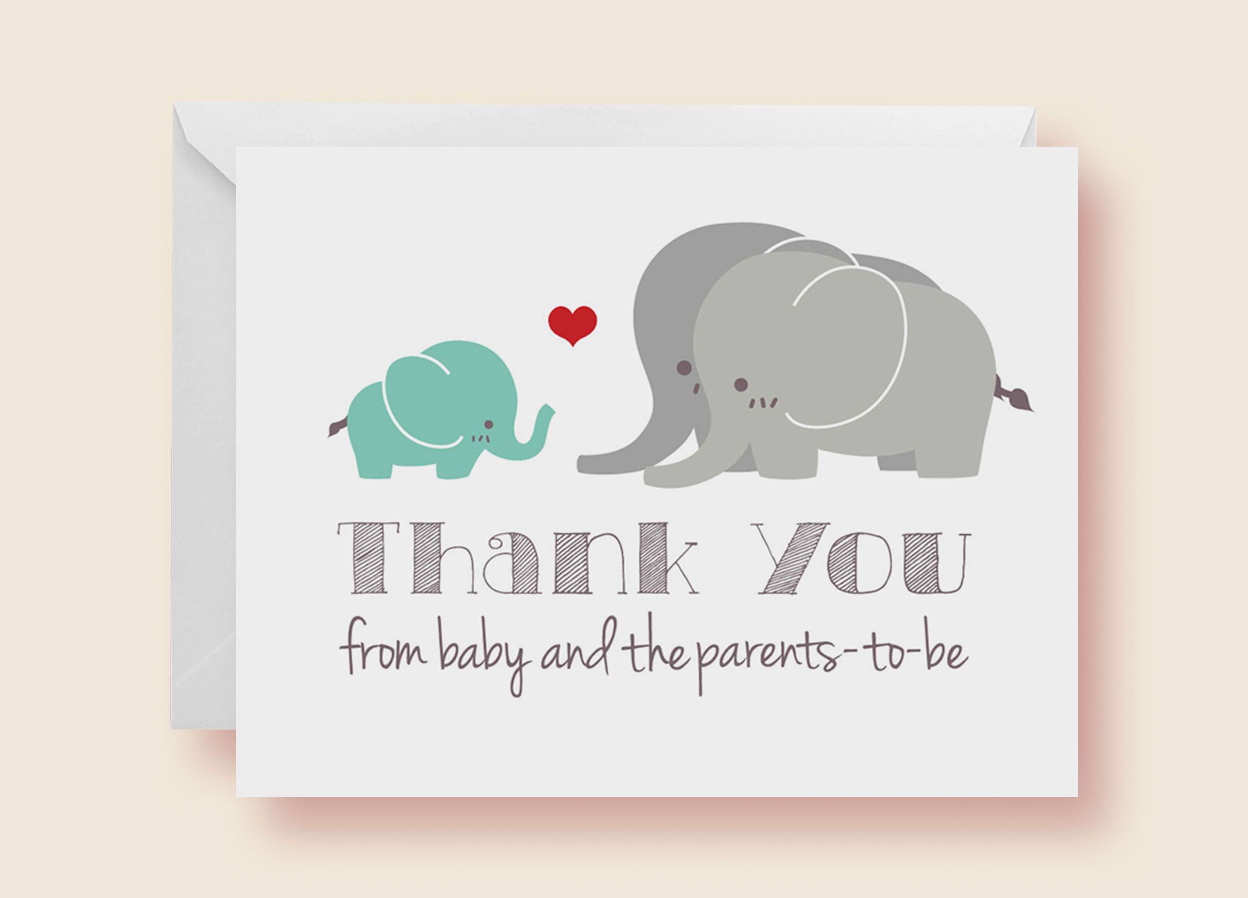 Buy Hand Crafted Gender Neutral Elephant Baby Shower ThankYou Cards, made to order from 