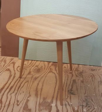 Custom Made Mid-Century Modern, Three-Legged White Oak Table