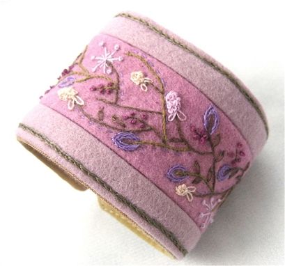 Custom Made Wildflower Romance Wrist Cuff In Hand Embroidery
