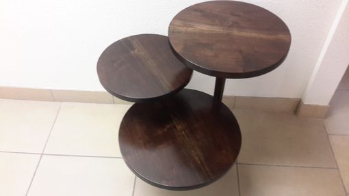 Custom Made Solid Walnut 3 Tier Mid Century Style End Table
