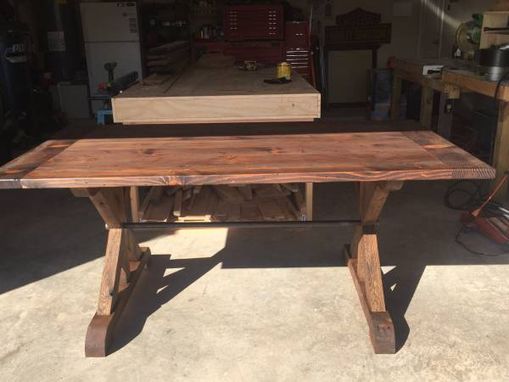 Custom Made Rustic Redwood Tretle Table