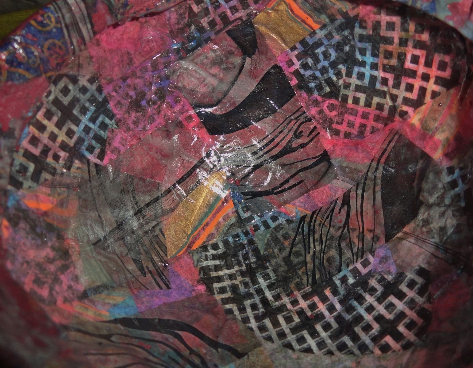 Buy Custom Made Paper Mache Bowl W/Red Acrylic Paint, made to order