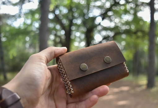 Custom Made Brown Minimalist Wallet, Mens Slim Wallet, Card Holder, Small Card Holder