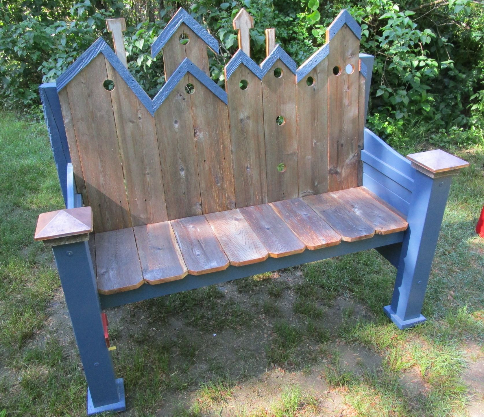 Hand Crafted Decorative "Birdhouse" Bench by KL Design, Inc